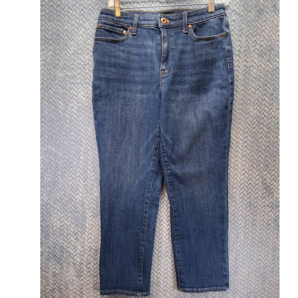 Talbots Modern Ankle Jeans 4P Blue Denim High Rise Straight Leg Stretch